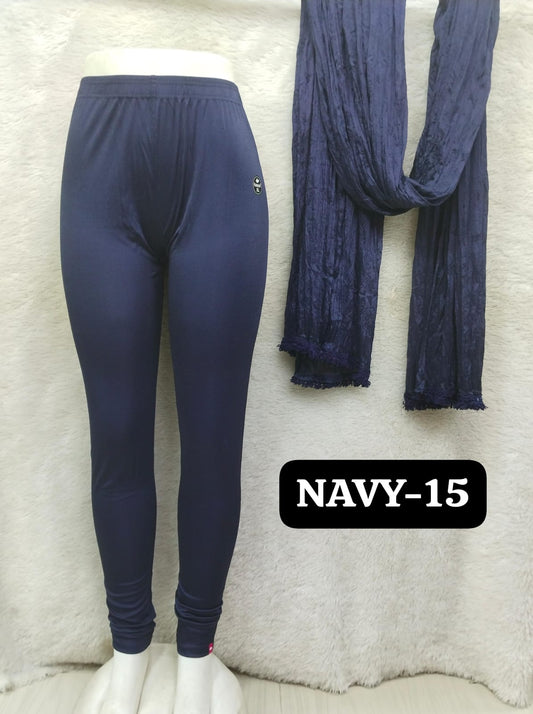 Shimmer Full Length Leggings and Dupatta - Navy