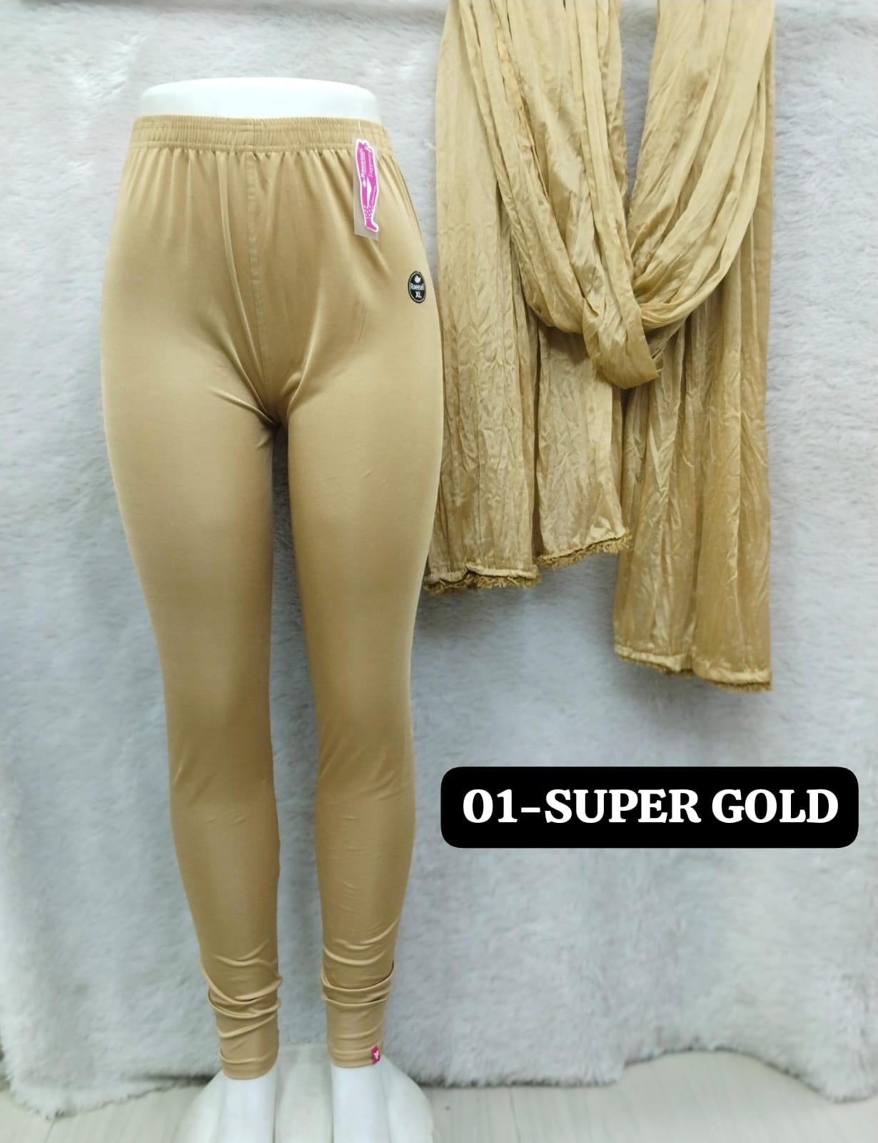 Shimmer Full Length Leggings and Dupatta - Super Gold