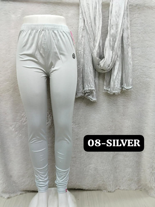 Shimmer Full Length Leggings and Dupatta - Silver