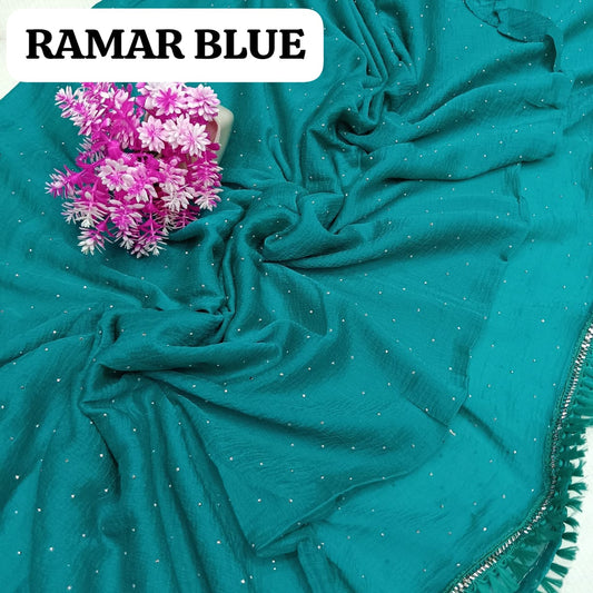 Fancy Fabric Dupatta - Ramar Blue