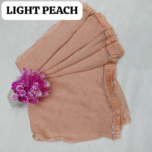 Fancy Fabric Dupatta - Light Peach