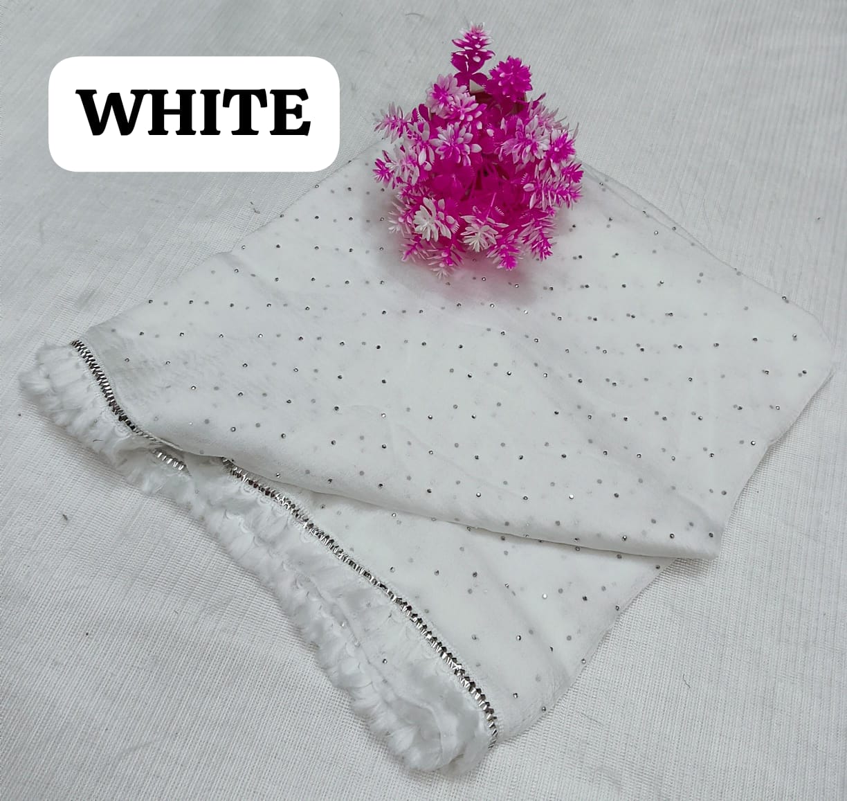 Fancy Fabric Dupatta - White