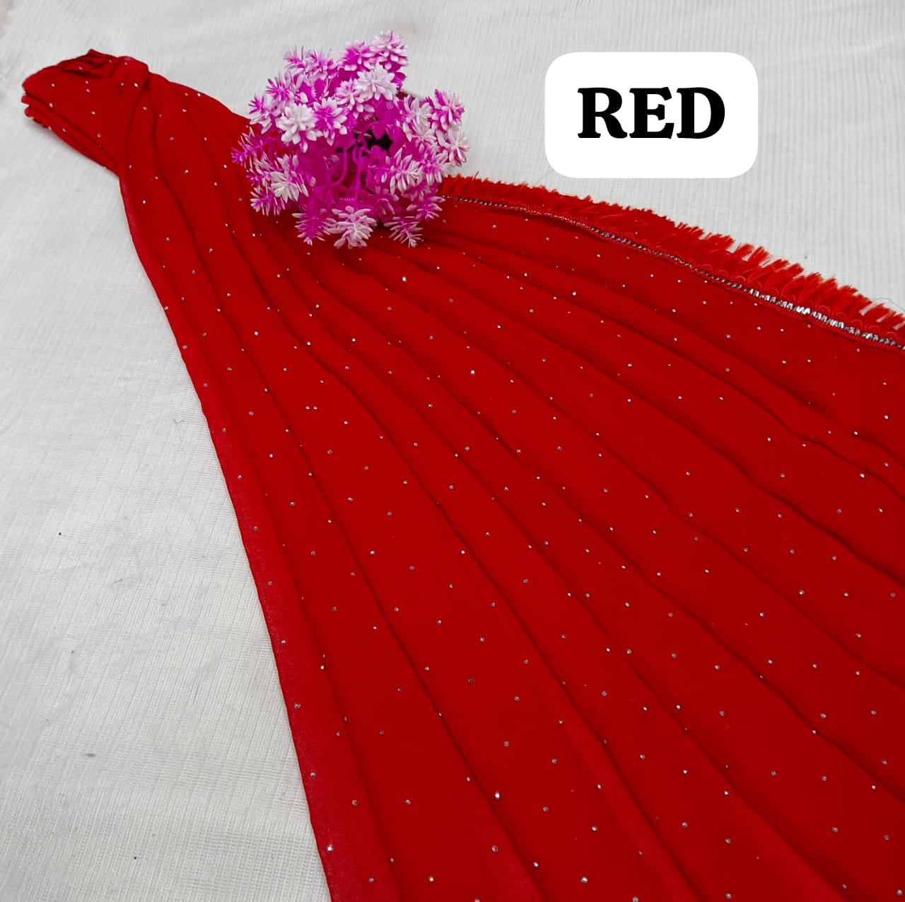 Fancy Fabric Dupatta - Red