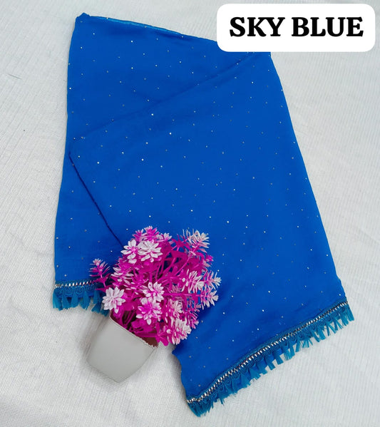 Fancy Fabric Dupatta - Sky Blue