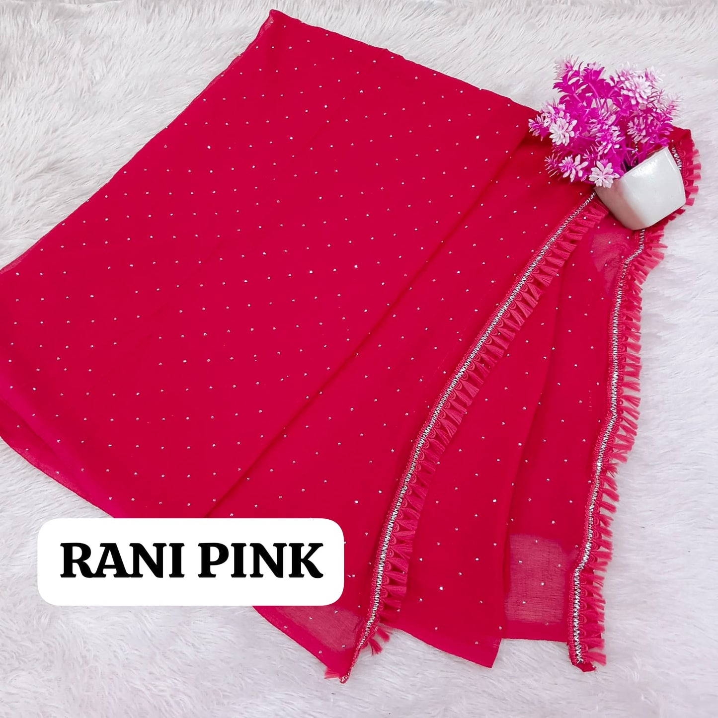 Fancy Fabric Dupatta - Rani Pink