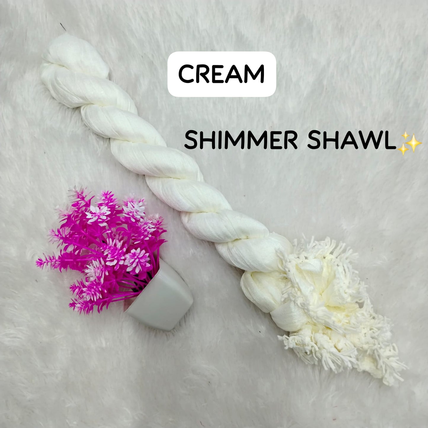 Heavy Quality Shimmer Dupatta - Cream
