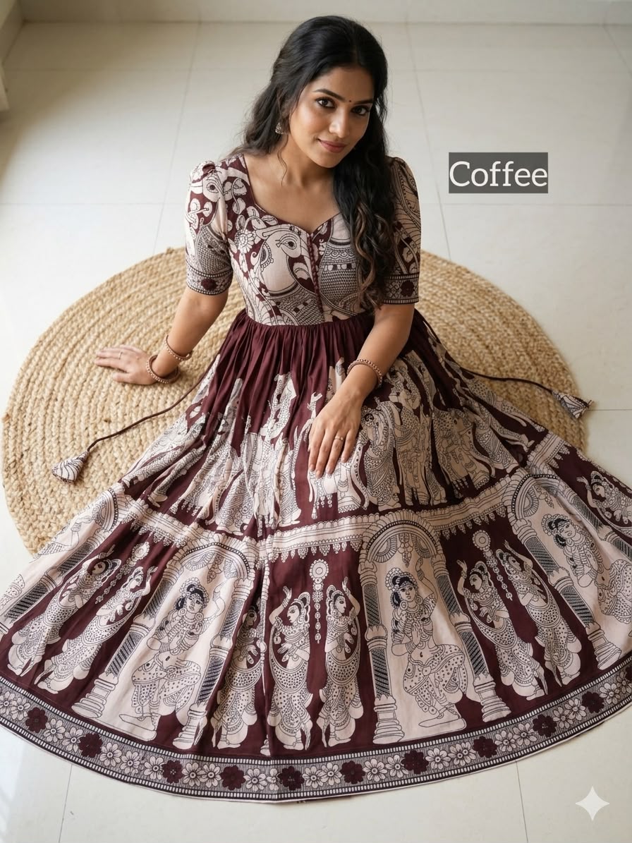 Kalamkari Frock - Coffee