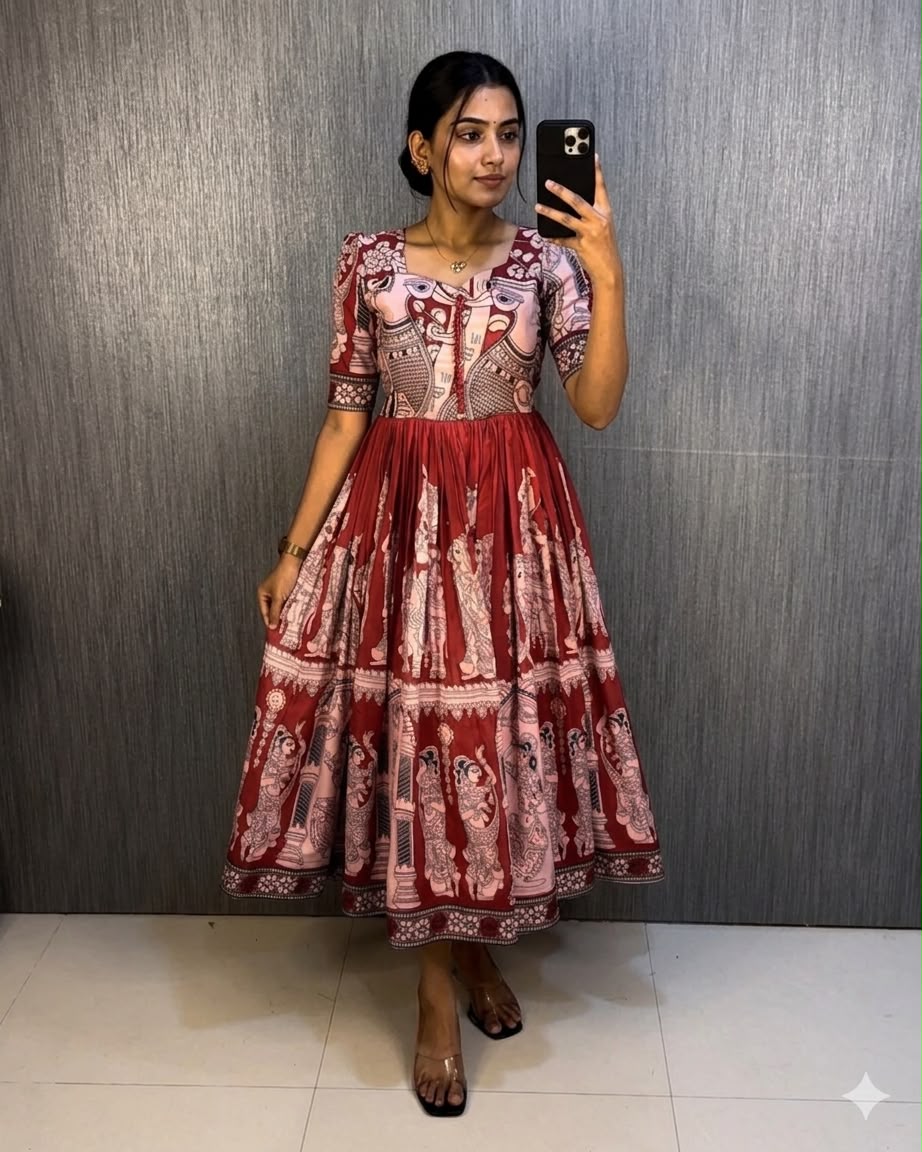 Kalamkari Frock - Red