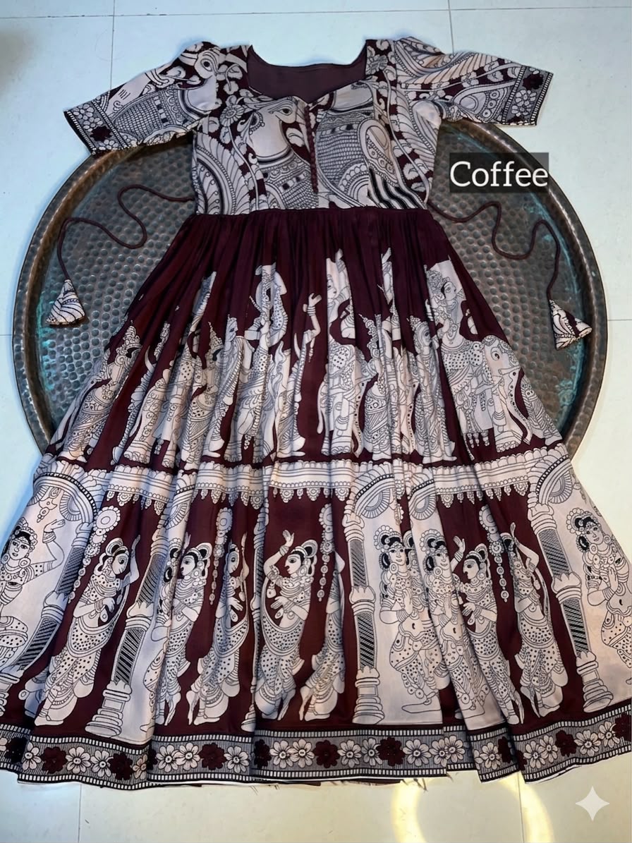 Kalamkari Frock - Coffee