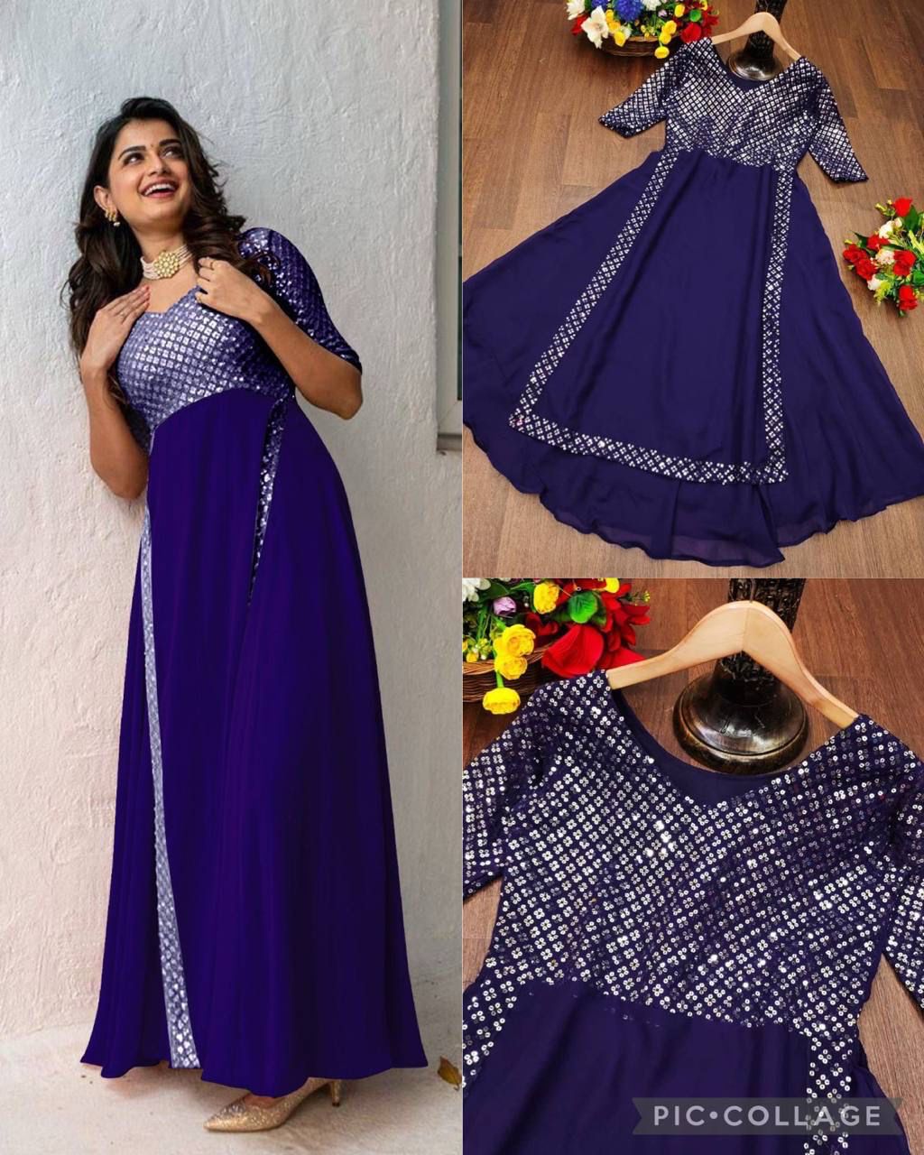 Heavy Faux Georgette With Embroidery With Sequence Work - SSVS05