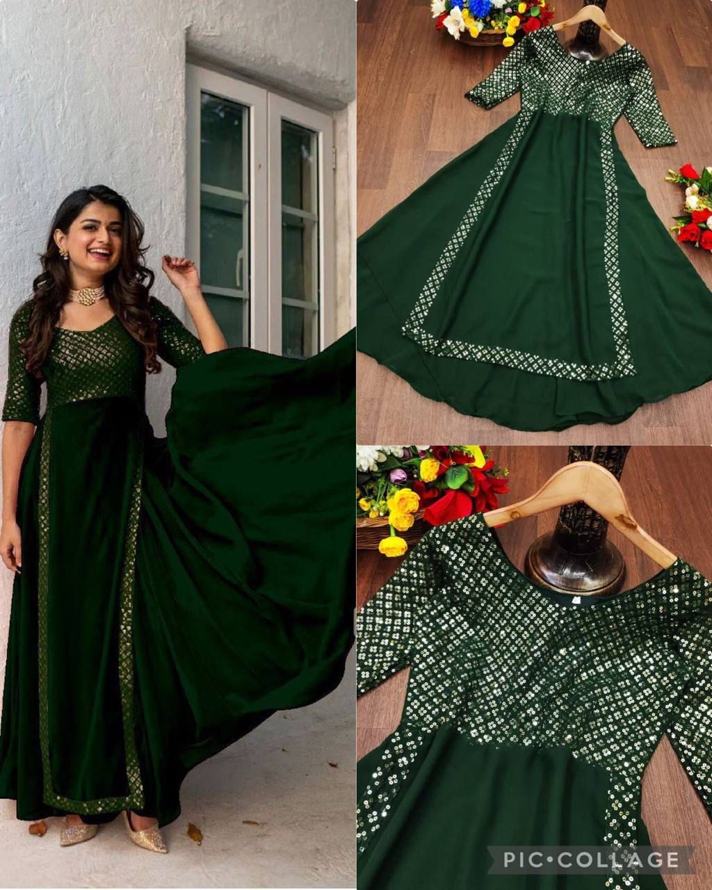 Heavy Faux Georgette With Embroidery With Sequence Work - SSVS06