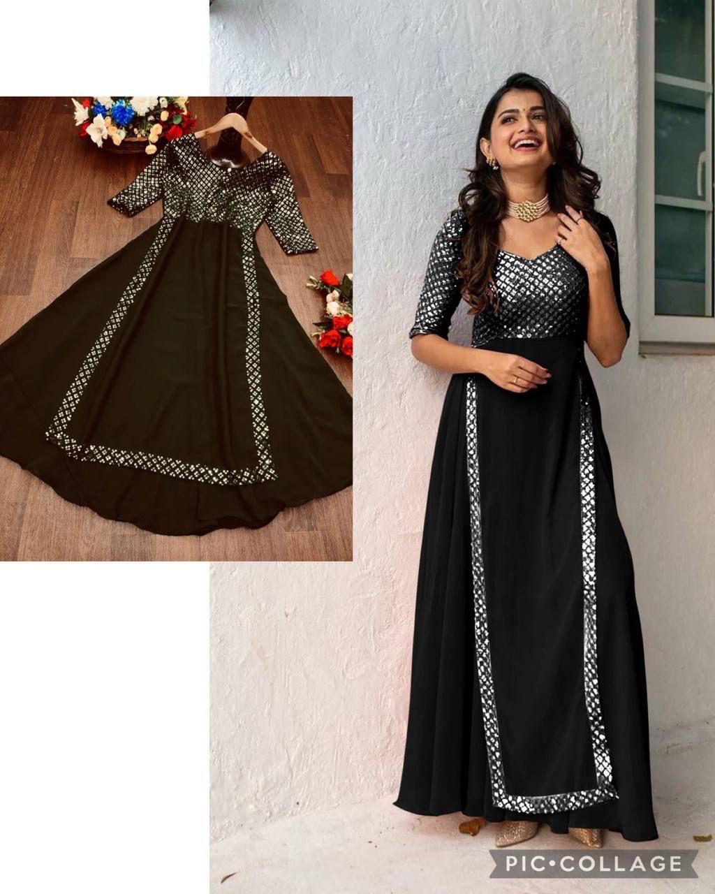 Heavy Faux Georgette With Embroidery With Sequence Work - SSVS10