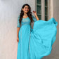Plus Size Heavy Faux Georgette With Embroidery With Sequence Work -  (3XL)
