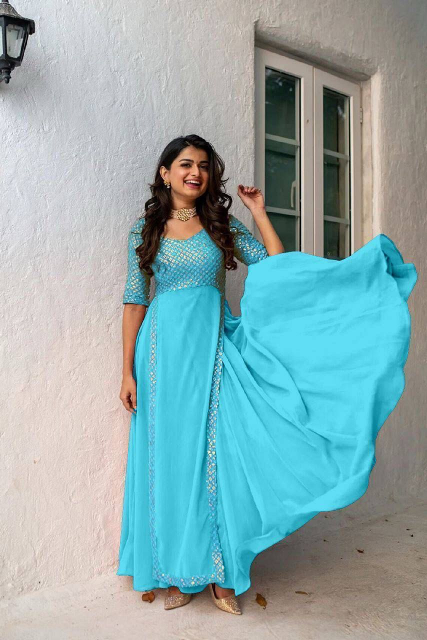 Heavy Faux Georgette With Embroidery With Sequence Work - SSVS07