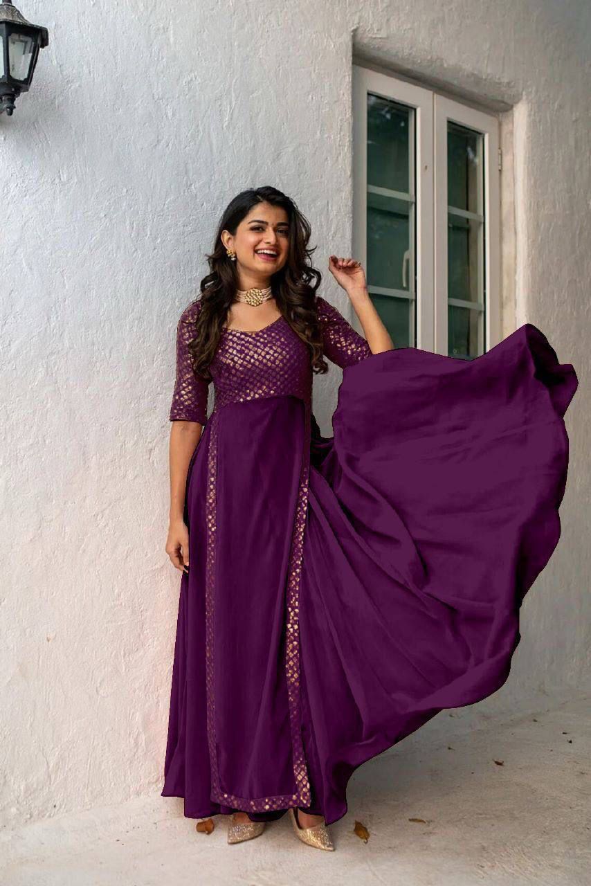 Heavy Faux Georgette With Embroidery With Sequence Work - SSVS03