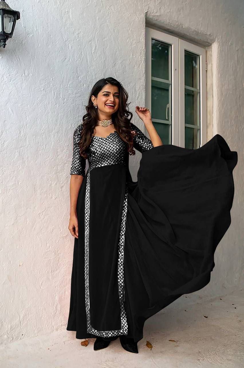 Heavy Faux Georgette With Embroidery With Sequence Work - SSVS10