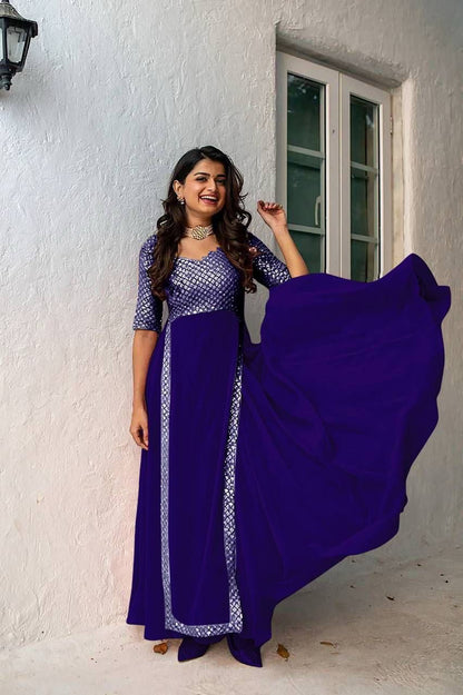 Heavy Faux Georgette With Embroidery With Sequence Work - SSVS05