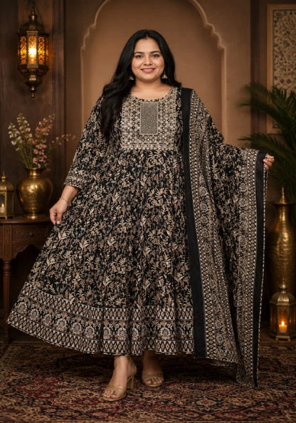 Plus Size Cotton Panel Anarkali