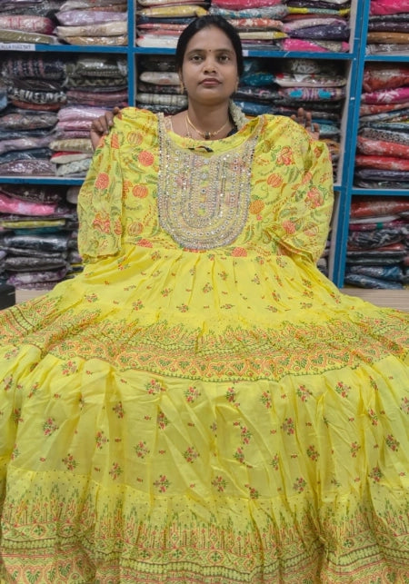 Malmal Cotton Layer Cut Anarkali
