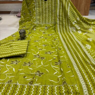 Plus Size Big Size Pure Cotton Kurti Pent Duppata Set