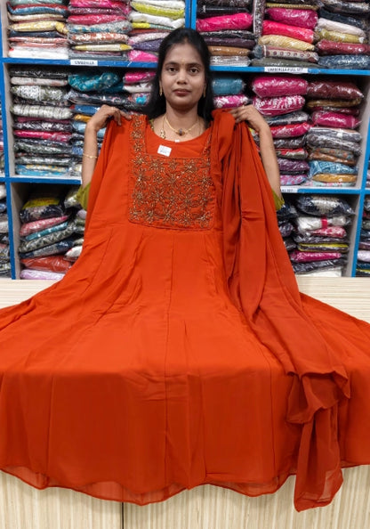 Plus size Aari Work Panel Cut Anarkali