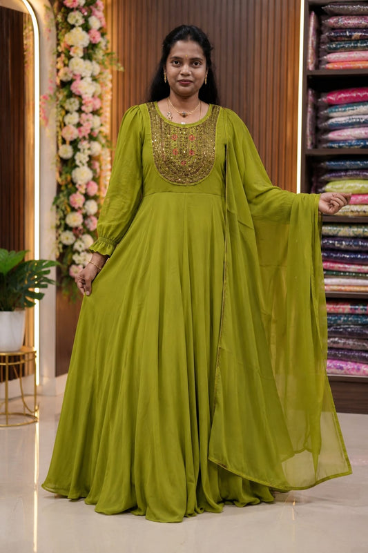 Plus Size Aari work small size - Mehandi Green (3XL)