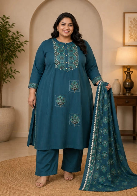 Pure Mul Cotton Side Open 3 Piece Set