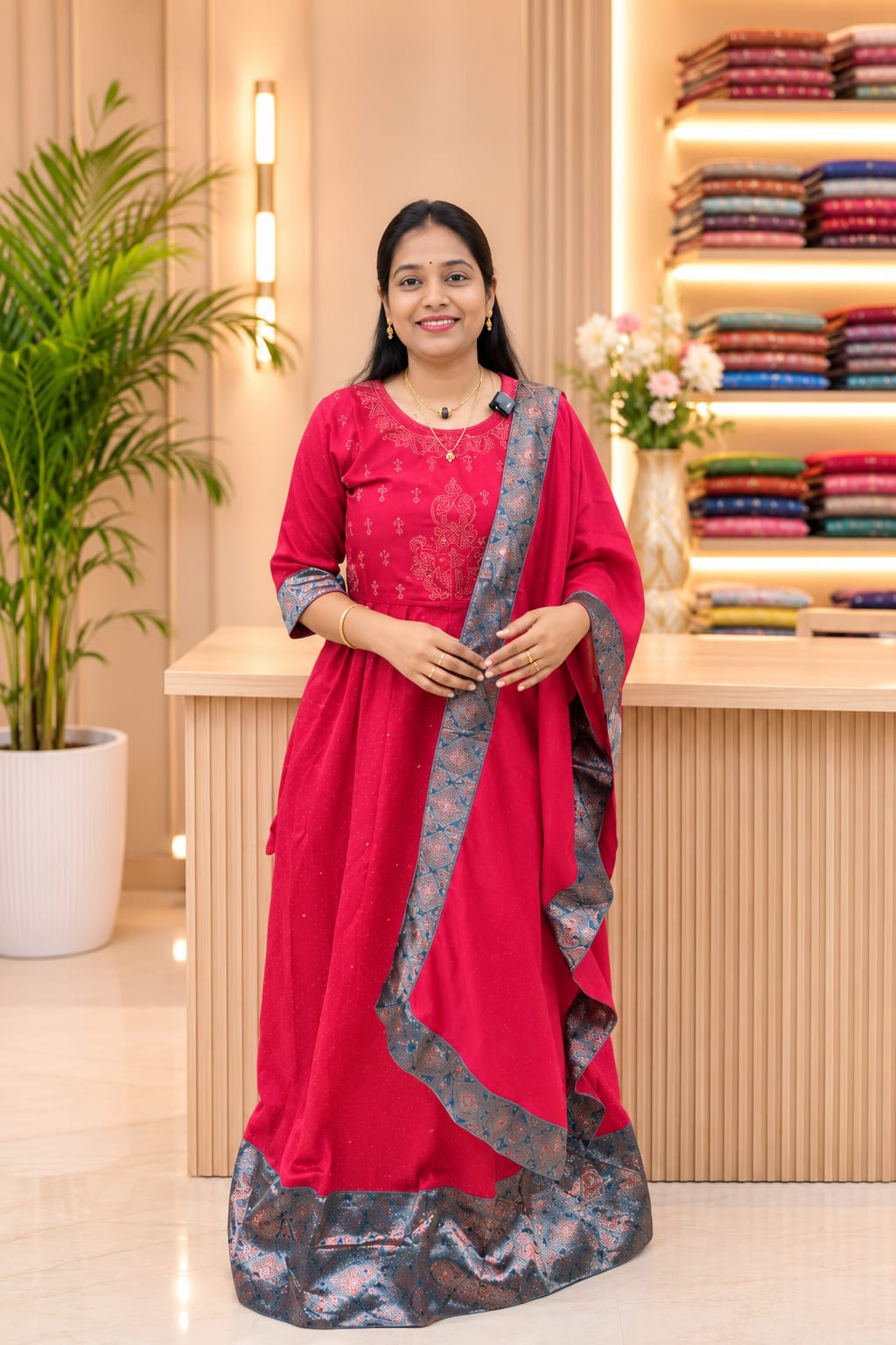 Cotton Umbrella Top With Dupatta