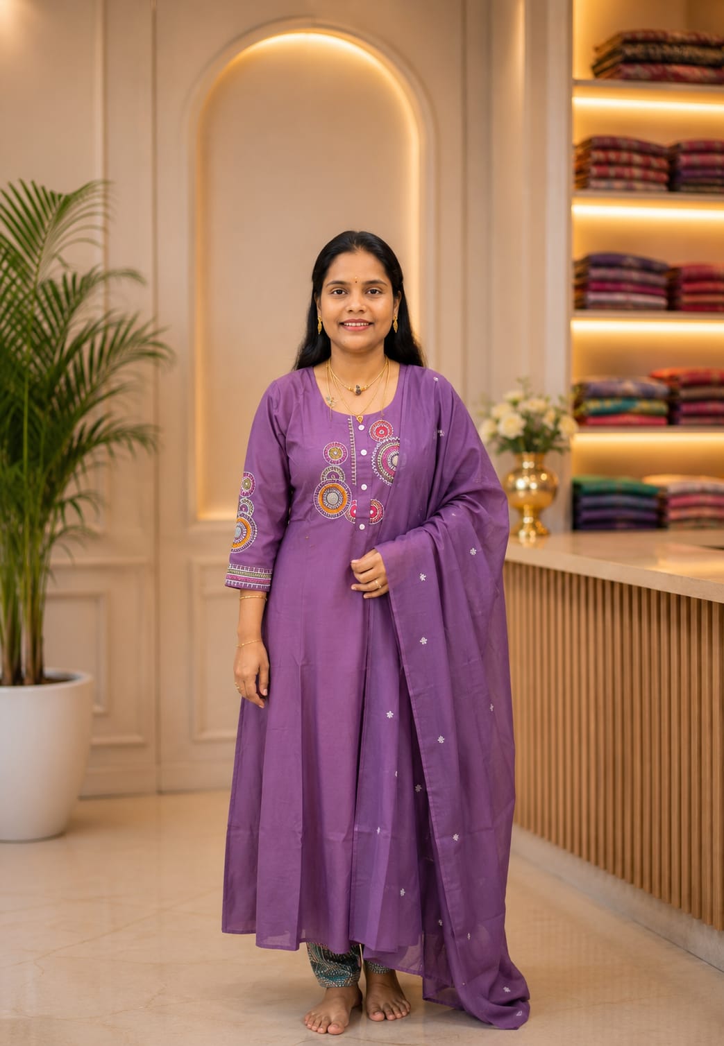 Cotton Umbrella Top With Dupatta