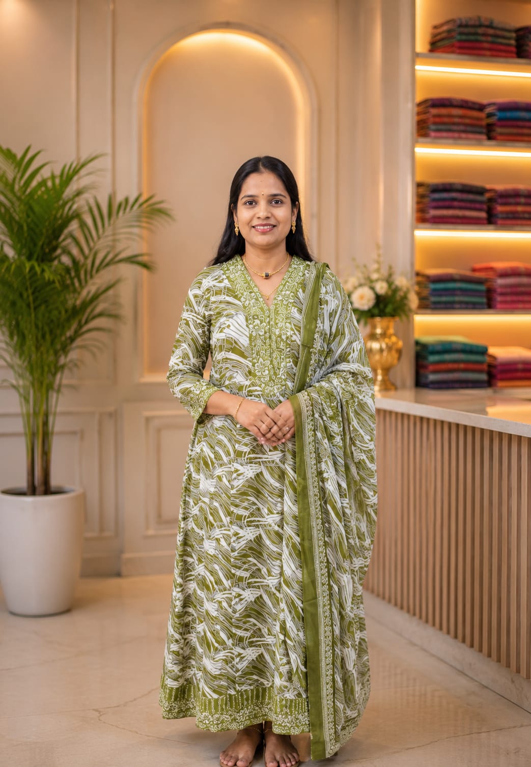 Cotton Umbrella Top With Dupatta