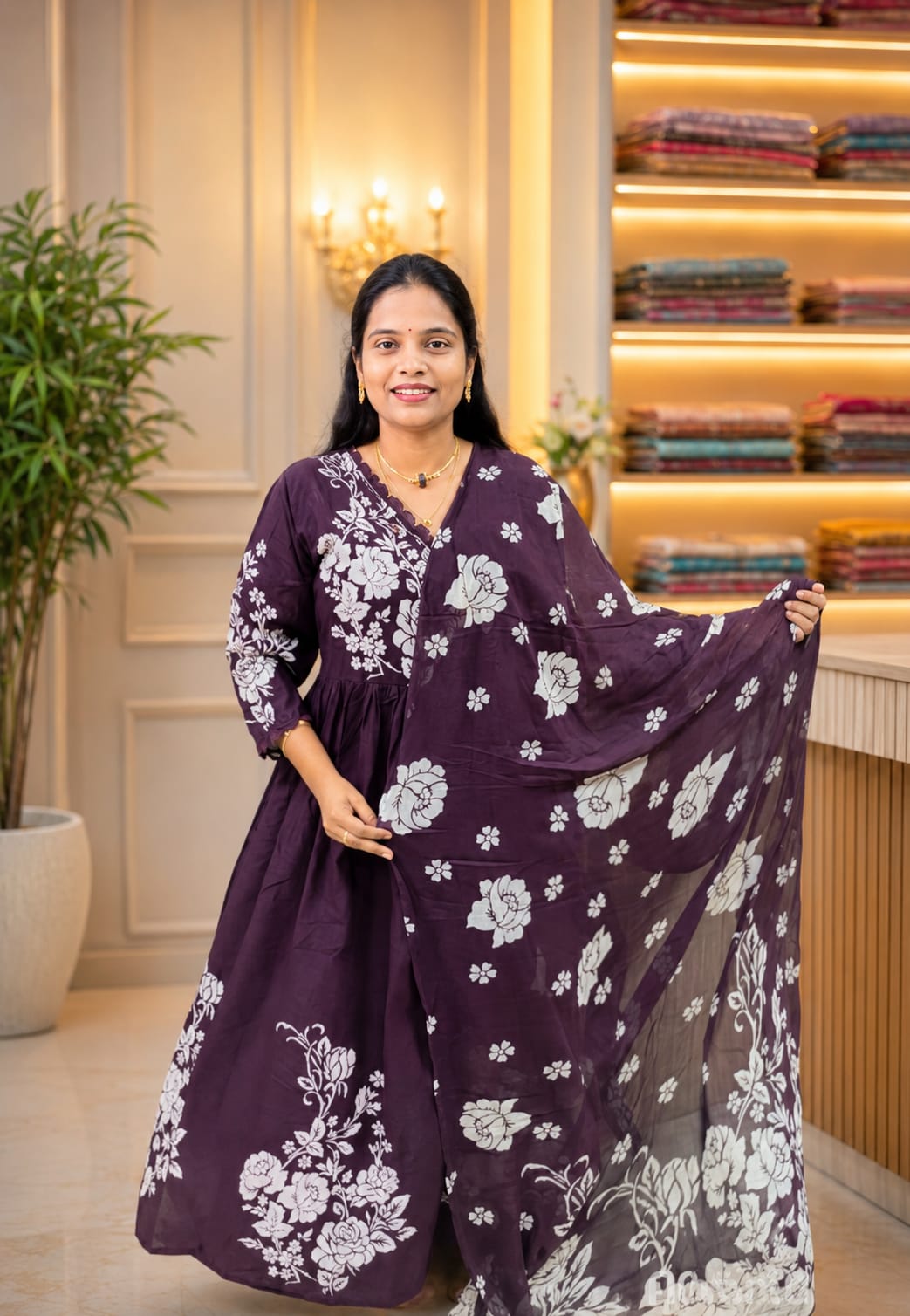 Cotton Umbrella Top With Dupatta