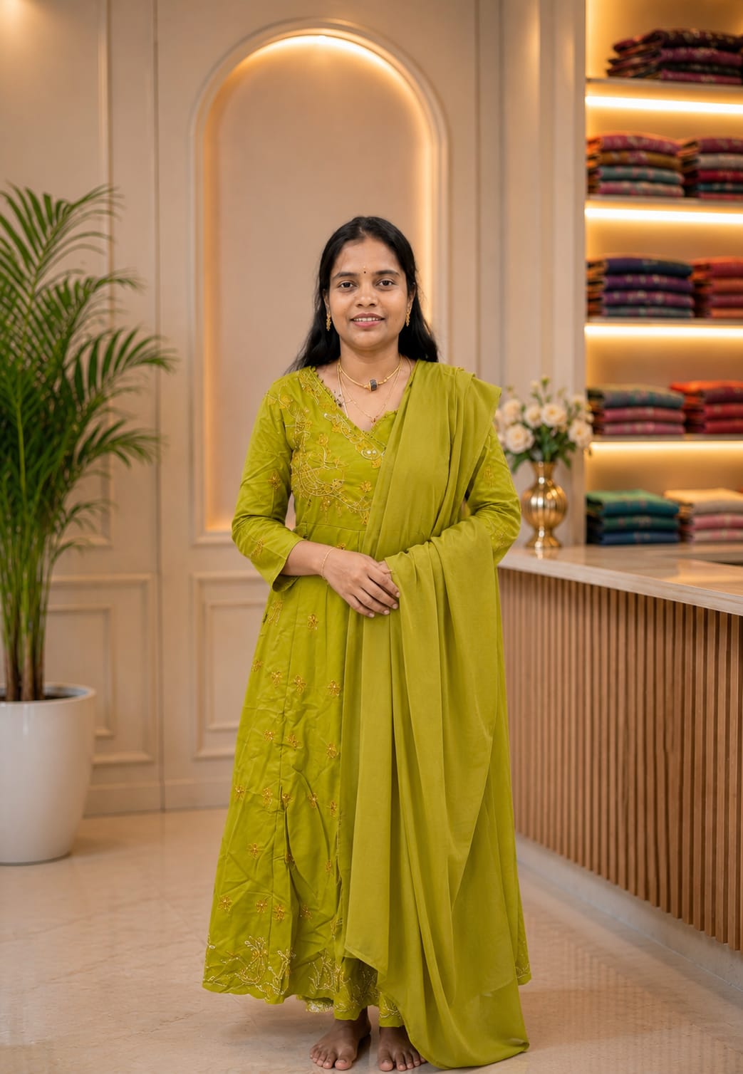 Cotton Umbrella Top With Dupatta