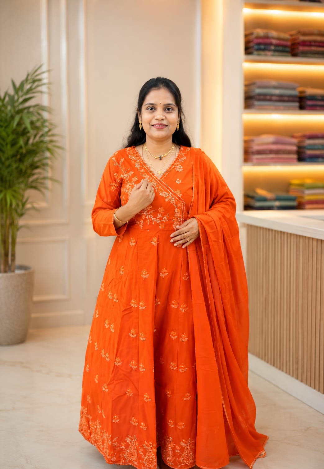 Cotton Umbrella Top With Dupatta