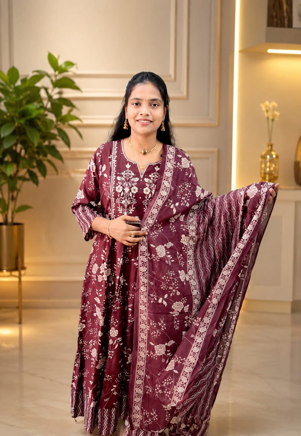 Cotton Umbrella Top With Dupatta