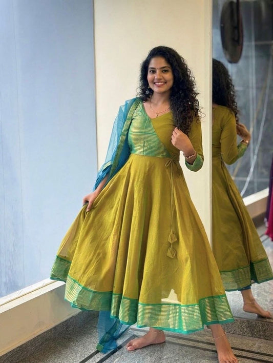 Plus Size Span Cotton  Umbrella Top with Dupatta