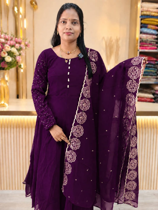 Georgette Heavy Sequence Work 3pcs Set