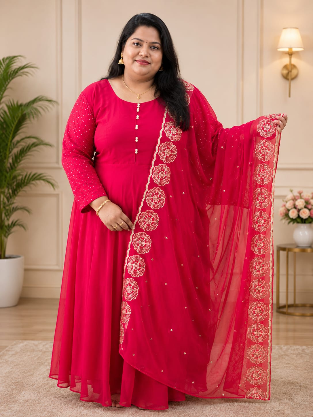 Plus Size Georgette Heavy Sequence Work 3pcs Set