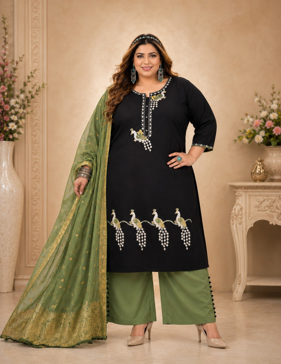 Plus Size Hand Work Embroidery Sequence Work