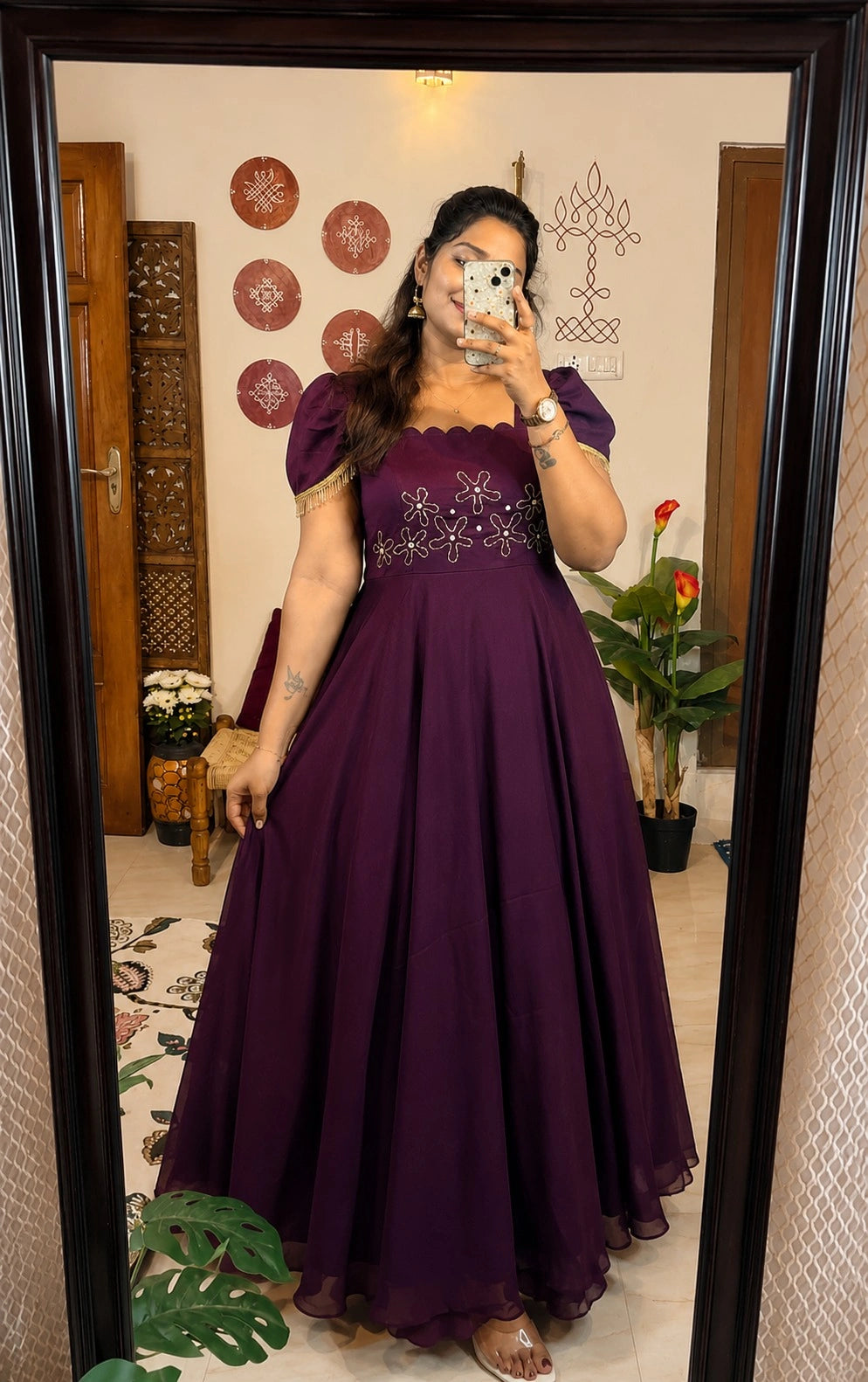 Plus Size Blooming Vichithra Double Sleeve Anarkali