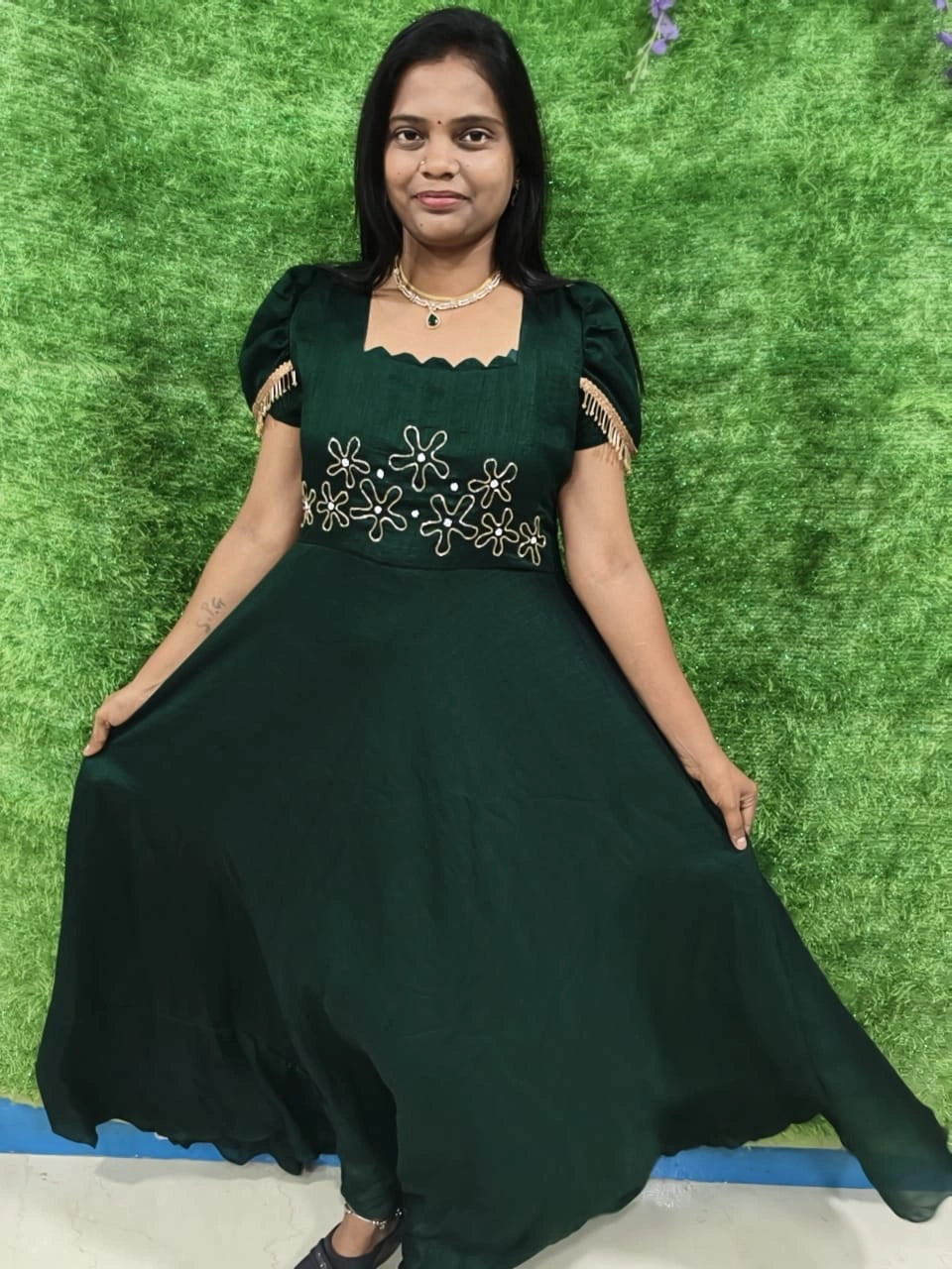 Blooming Vichithra Double Sleeve Anarkali