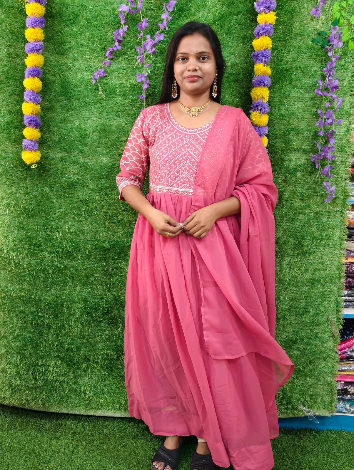 Plus Size Georgette Party WearTop With Dupatta 2pcs Set