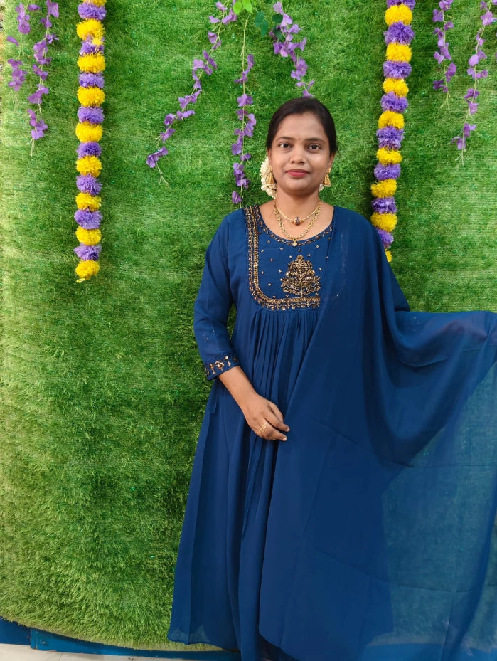 Aari Work Georgette Mayura