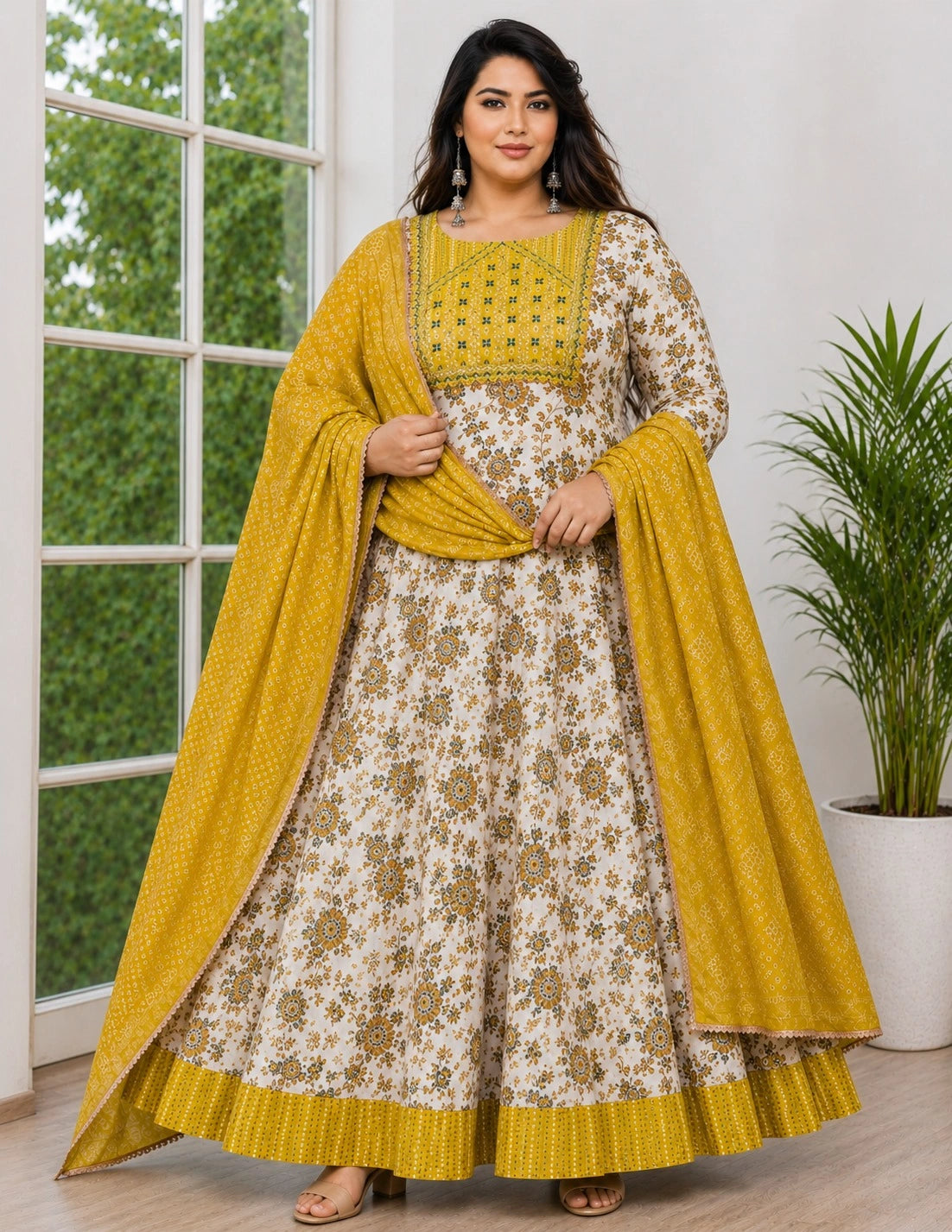 Plus Size Jaipur Cotton Umbrella with Dupatta