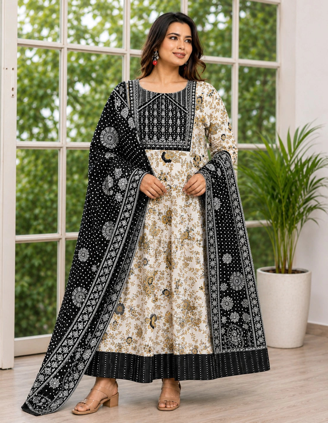 Plus Size Jaipur Cotton Umbrella with Dupatta