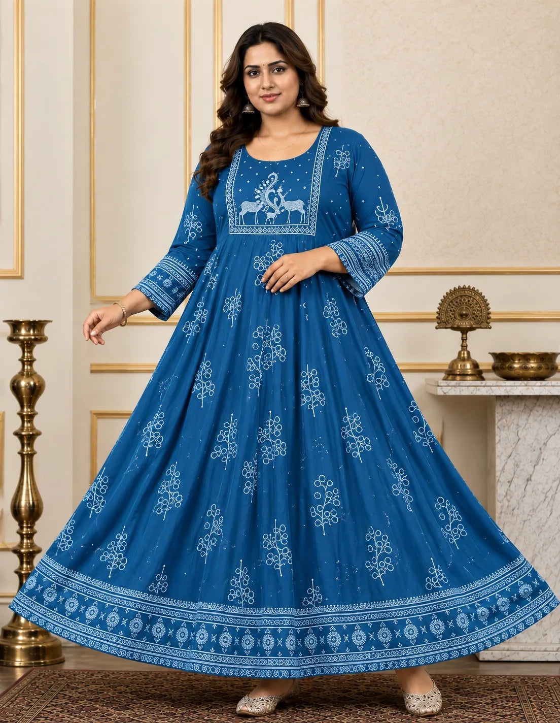 Plus Size Premium Jaipur Umbrella Patch Work