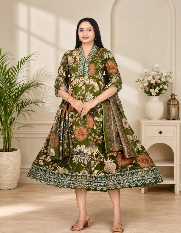Scalp Neck Top With Dupatta