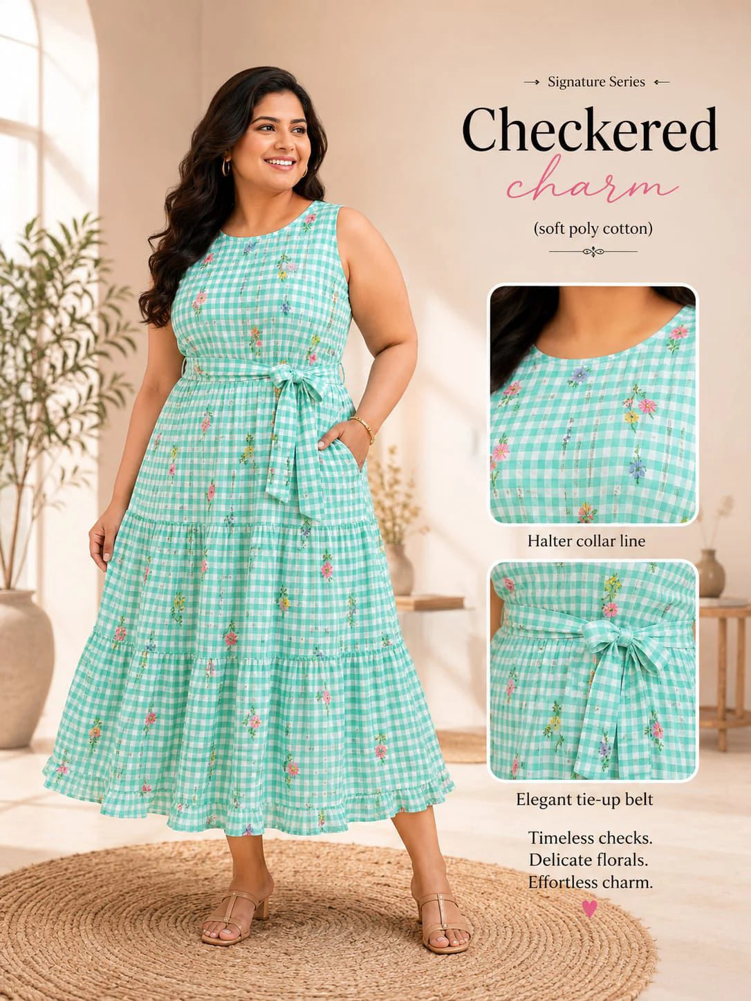 Plus Size Checked Frock