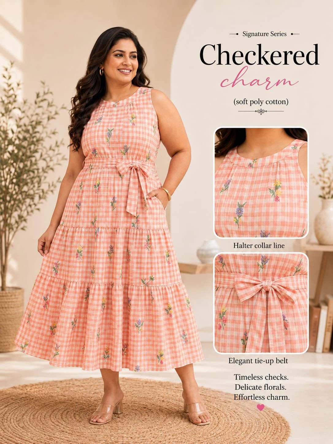 Plus Size Checked Frock