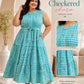 Plus Size Checked Frock