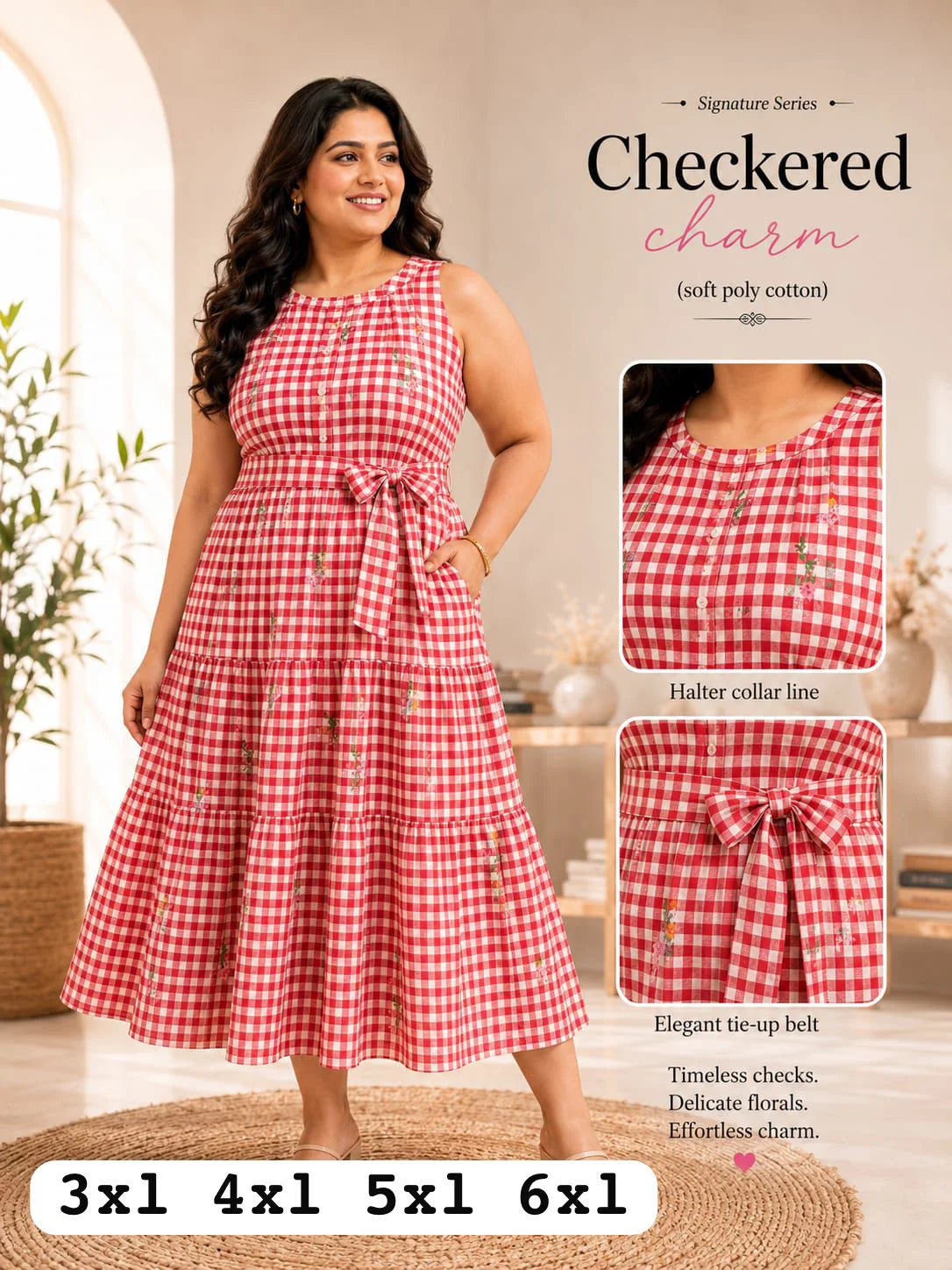 Plus Size Checked Frock